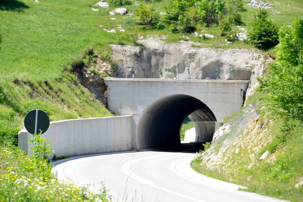 Photo taken from a car while entering the tunnel on the road